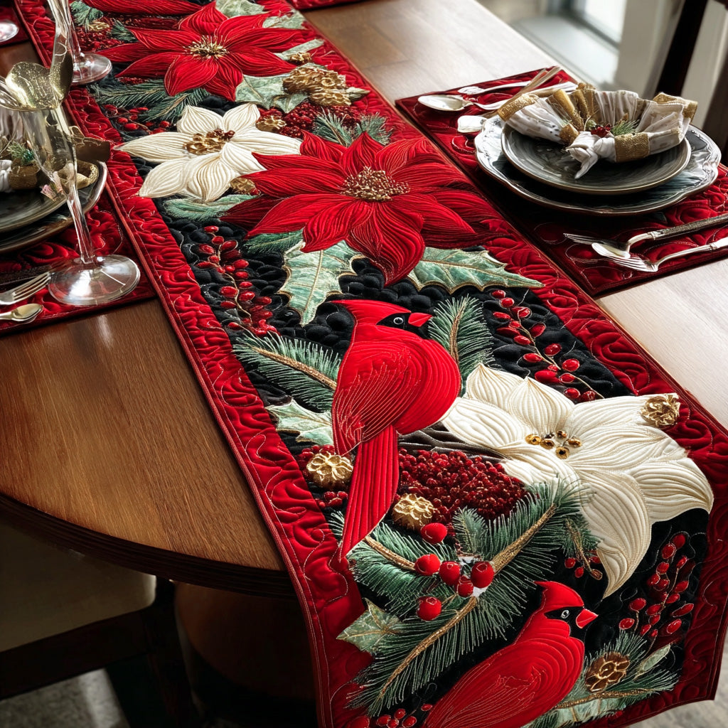 Gentle Red Glow Quilted Table Runner NCU0NTD775 – Quiltnest