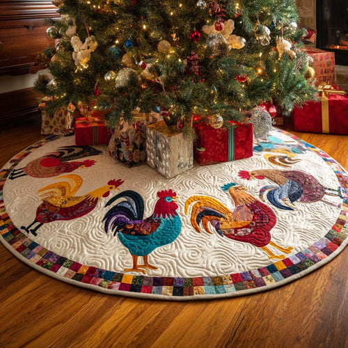 Gentle Rooster Christmas Quilted Tree skirt NCU0NNT2546
