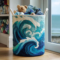Gentle Sea Foam Quilted Laundry Basket NCU0NNT1279