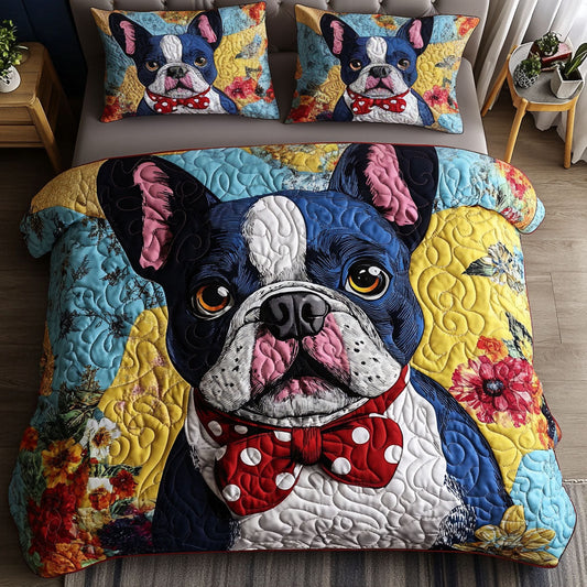 Gentleman Bulldog 3-Piece Quilted Bedding Set NCU0NNT623