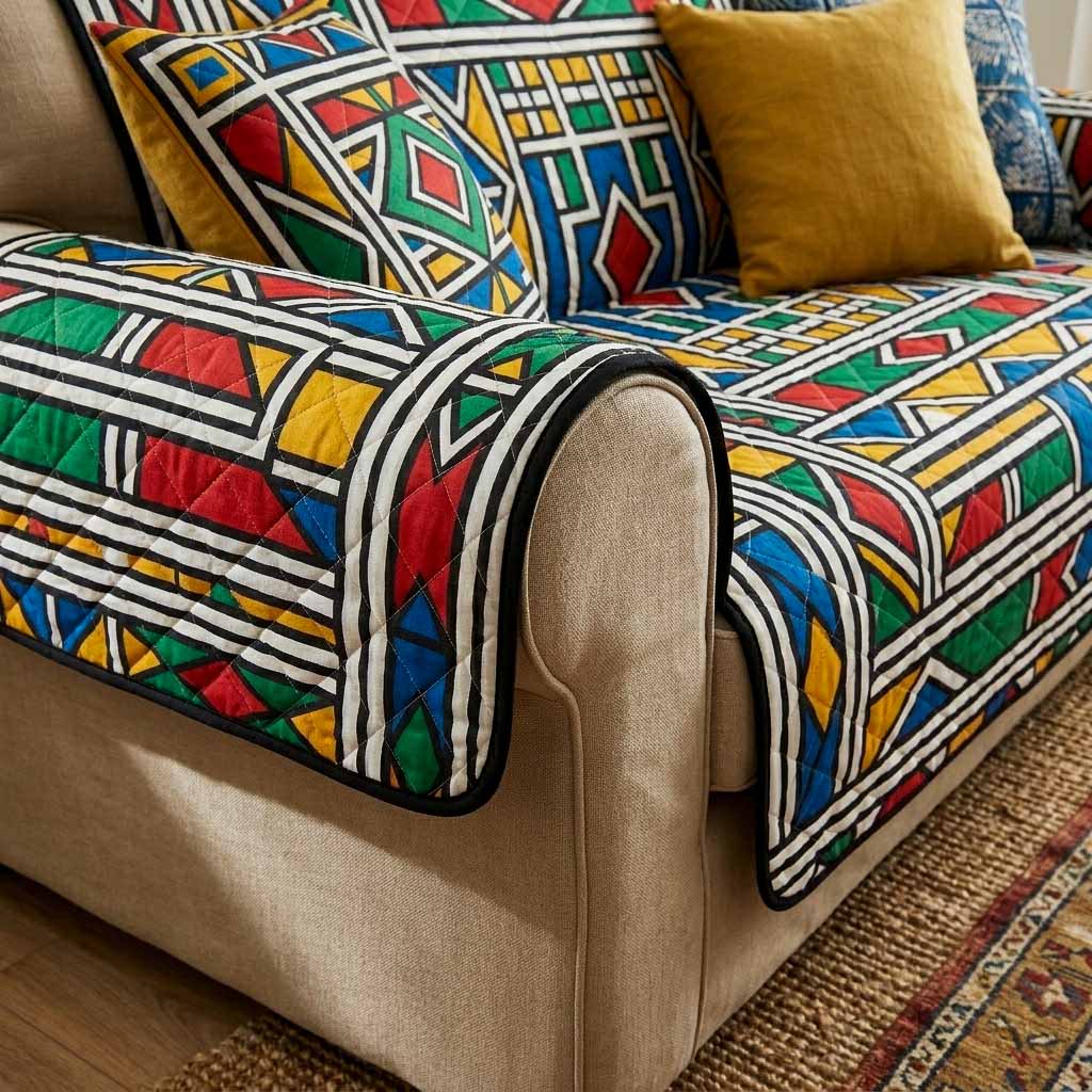 Geo Bright Quilted Sofa Cover NCU0NXD1830