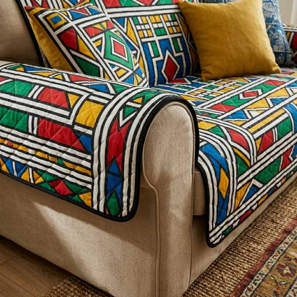 Geo Bright Quilted Sofa Cover NCU0NXD1830