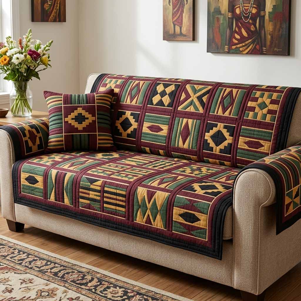 Geo Stripe Quilted Sofa Cover NCU0NXD1845