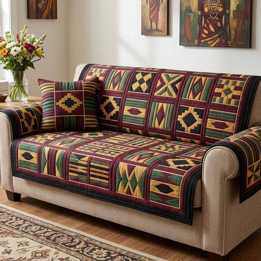 Geo Stripe Quilted Sofa Cover NCU0NXD1845