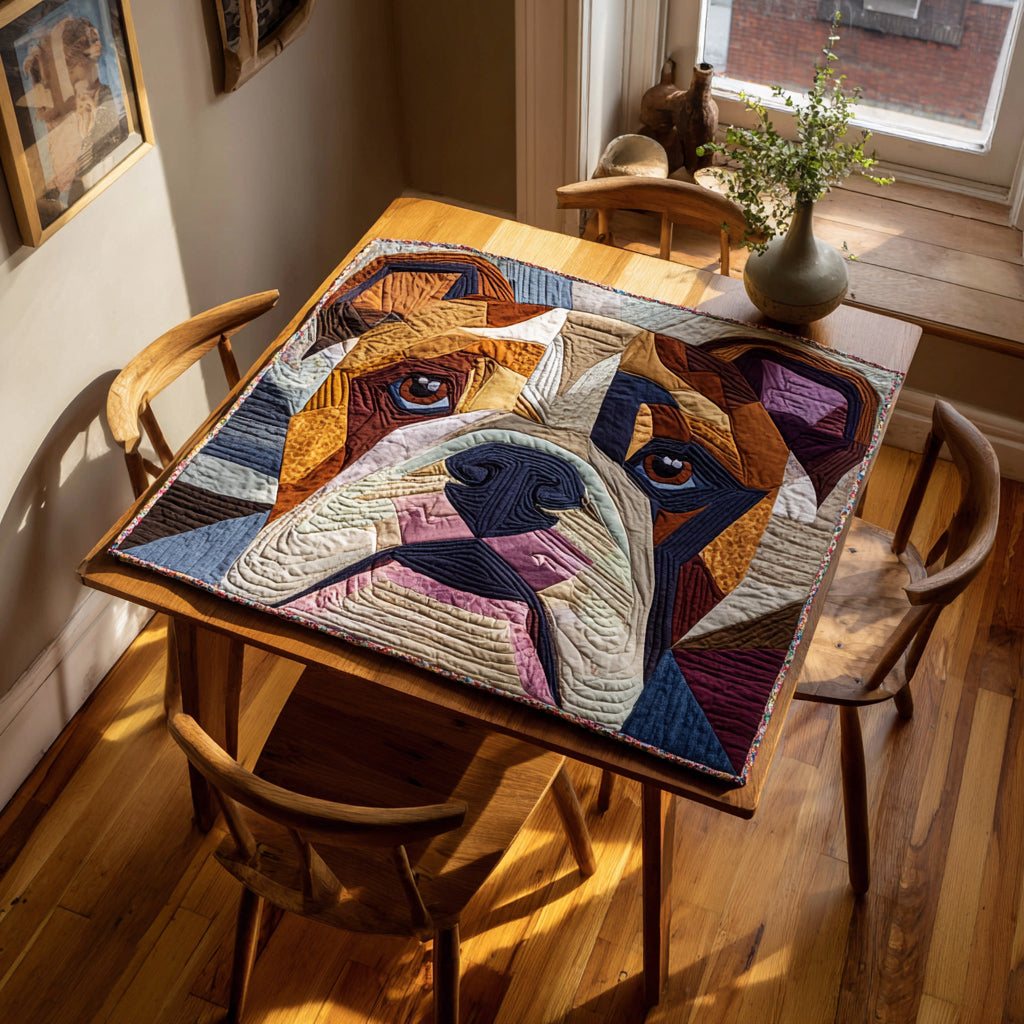 Geometric Bulldog Quilted Table Topper NCU0HNH053