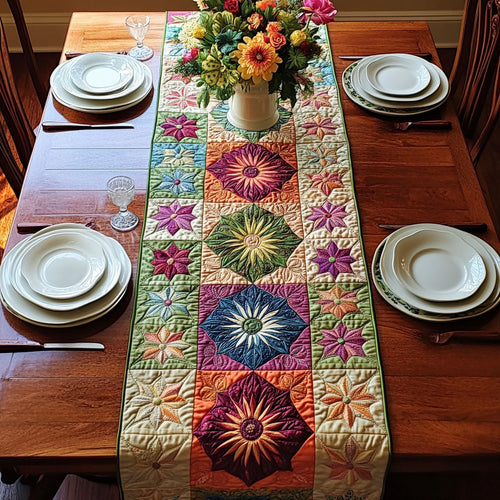 Geometric Harmony Quilted Table Runner NCU0PTT605