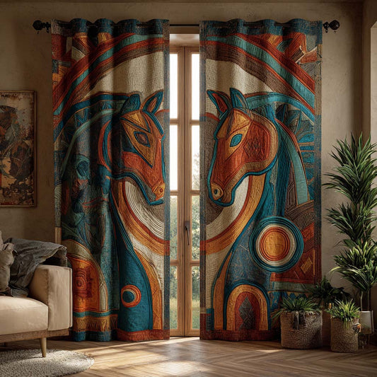 Geometric Horse Quilted Curtains NCU0HNH879