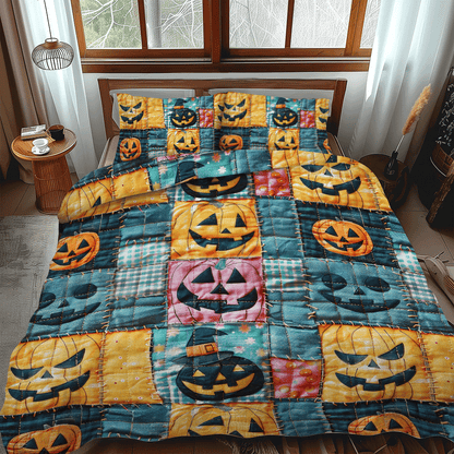 Ghostly House Halloween 3-Piece Quilted Bedding Set NCU0PD805