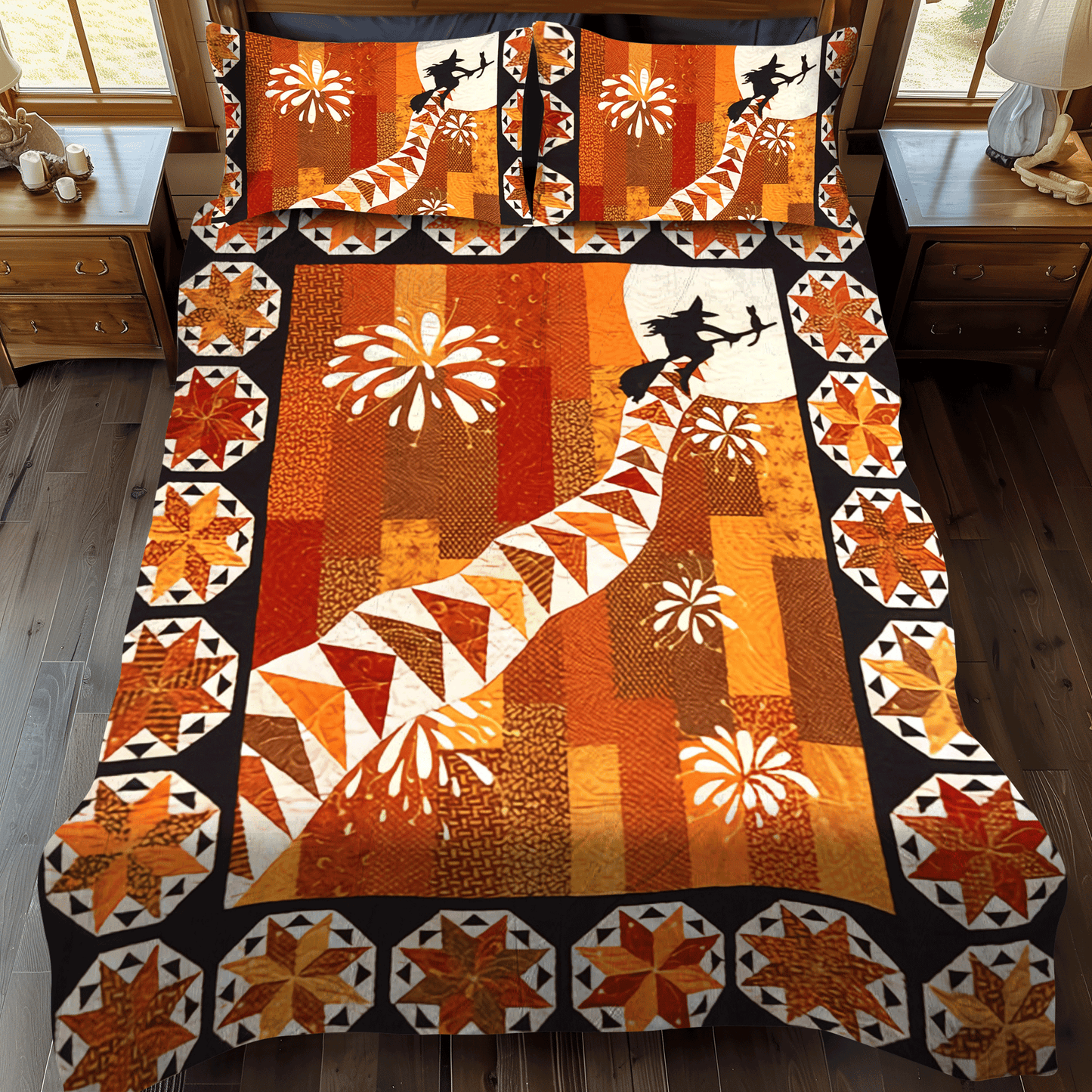 Ghoulish Glow Quilted Bedding Set NCU0DV954