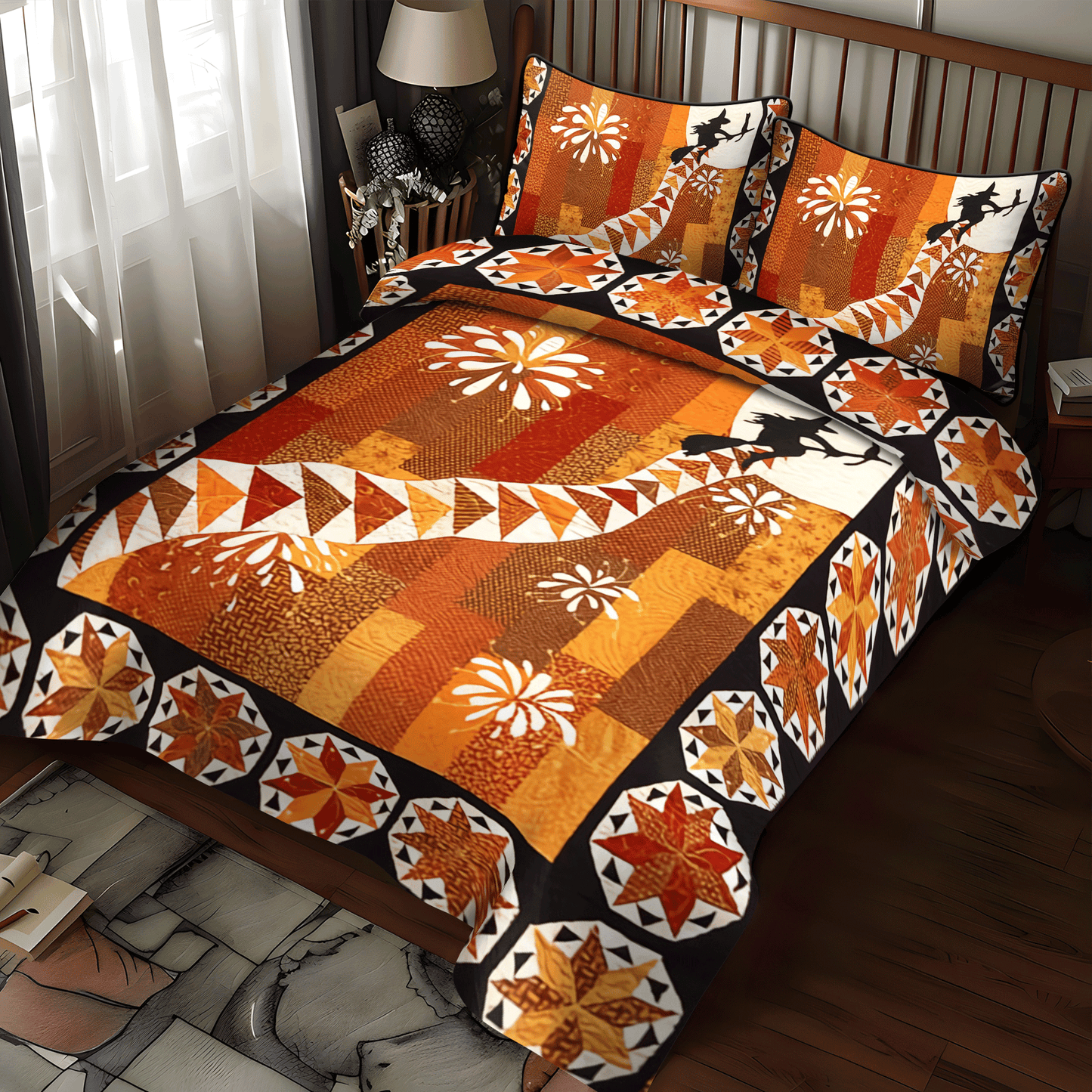 Ghoulish Glow Quilted Bedding Set NCU0DV954