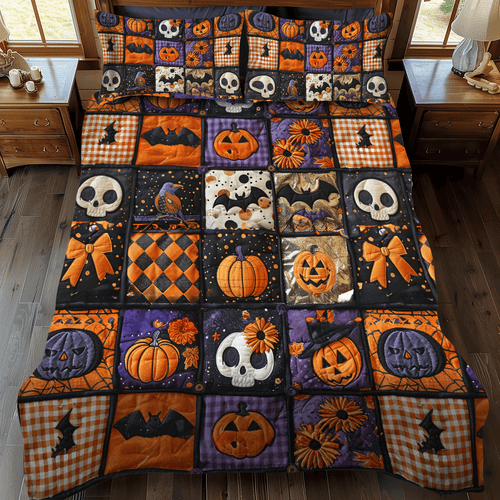 Ghoulish Halloween 3-Piece Quilted Bedding Set NCU0PD800