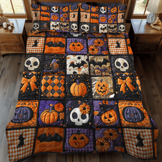 Ghoulish Halloween 3-Piece Quilted Bedding Set NCU0PD800