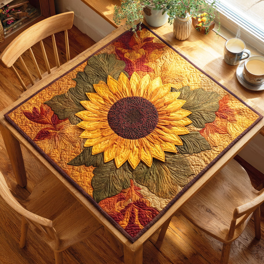 Giant Bloom Sunflower Quilted Table Topper NCU0NTD435