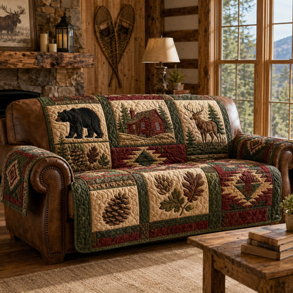 Giant Pinecone Retreat Quilted Sofa Cover NCU0PVL1079