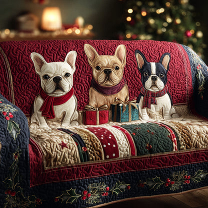 Gift Box Frenchies Quilted Sofa Cover NCU0TV859