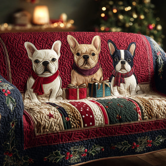 Gift Box Frenchies Quilted Sofa Cover NCU0TV859