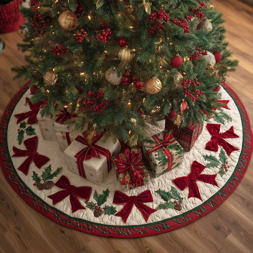 Gift Circle Christmas Quilted Tree Skirt NCU0DDK1834