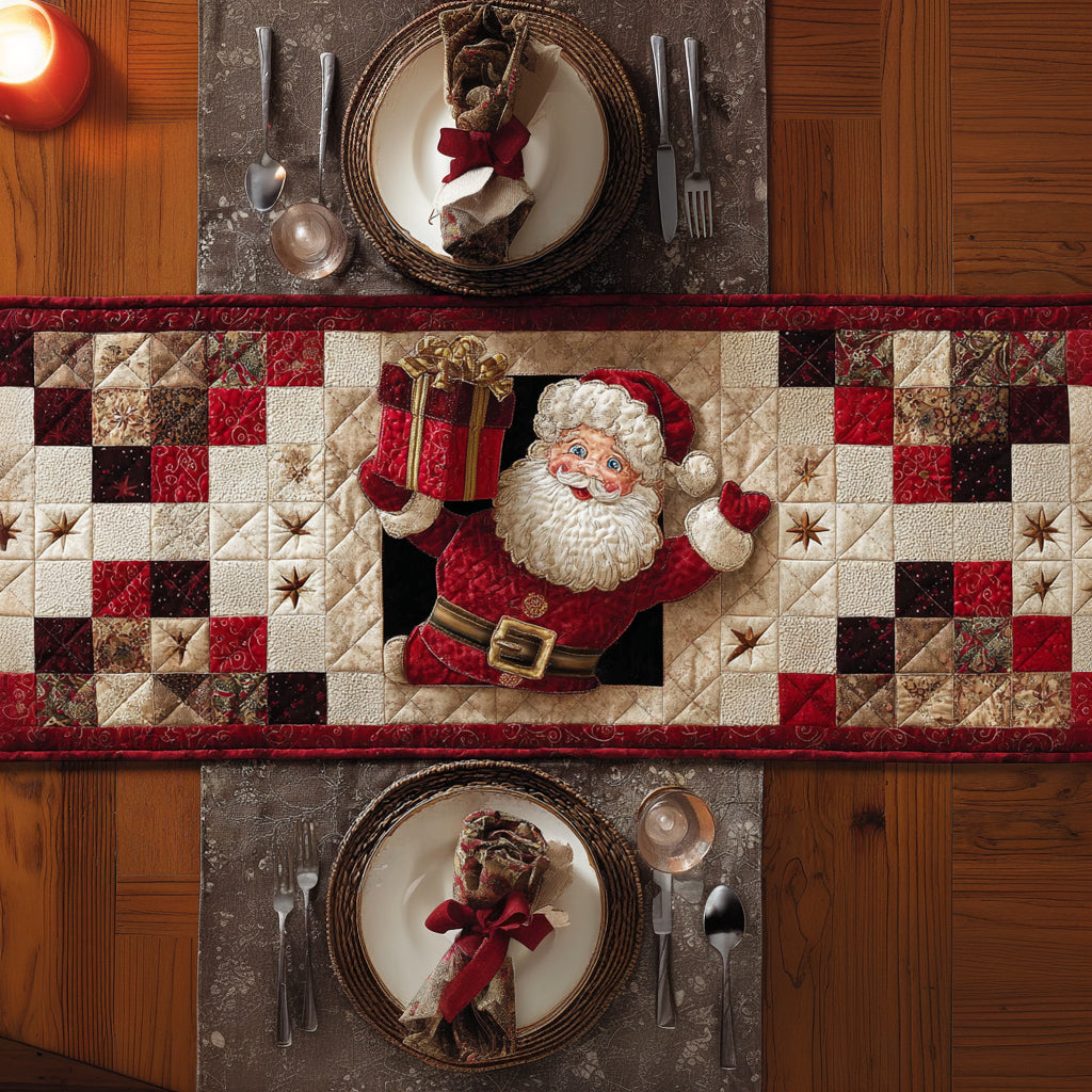 Gifted Santa Claus Quilted Table Runner NCU0HNH554