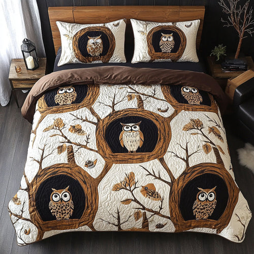 Gilded Hoot 3-Piece Quilted Bedding Set NCU0PTT1278