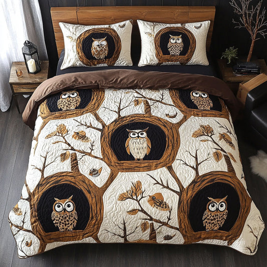 Gilded Hoot 3-Piece Quilted Bedding Set NCU0PTT1278