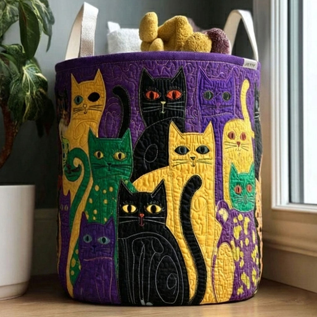 Gilded Paws of Carnival Quilted Laundry Basket NCU0PTT2673