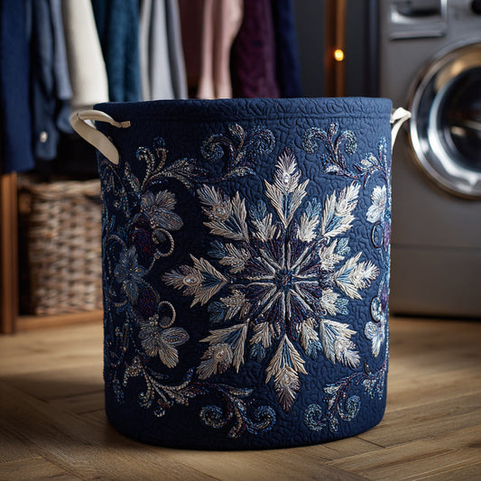 Gilded Snowflake Flourish Quilted Laundry Basket NCU0HNH197