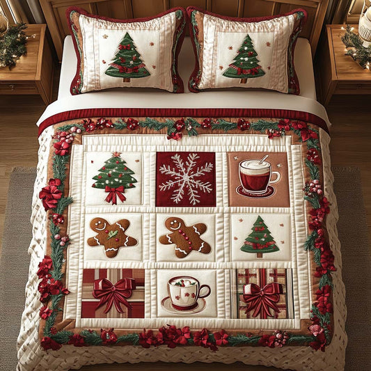 Gingerbread Dreams 3-Piece Quilted Bedding Set NCU0NNT118