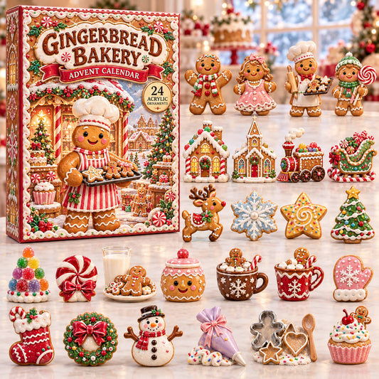 CHRISTMAS KICKOFF 40% OFF - Gingerbread Bakery Advent Calendar 2026 - 24-Day Festive Countdown, Acrylic Charms Blind Box - Gift For Family and Friends AC0TD087
