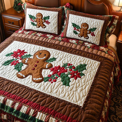 Gingerbread Cheer 3-Piece Quilted bedding Set NCU0NNT1698