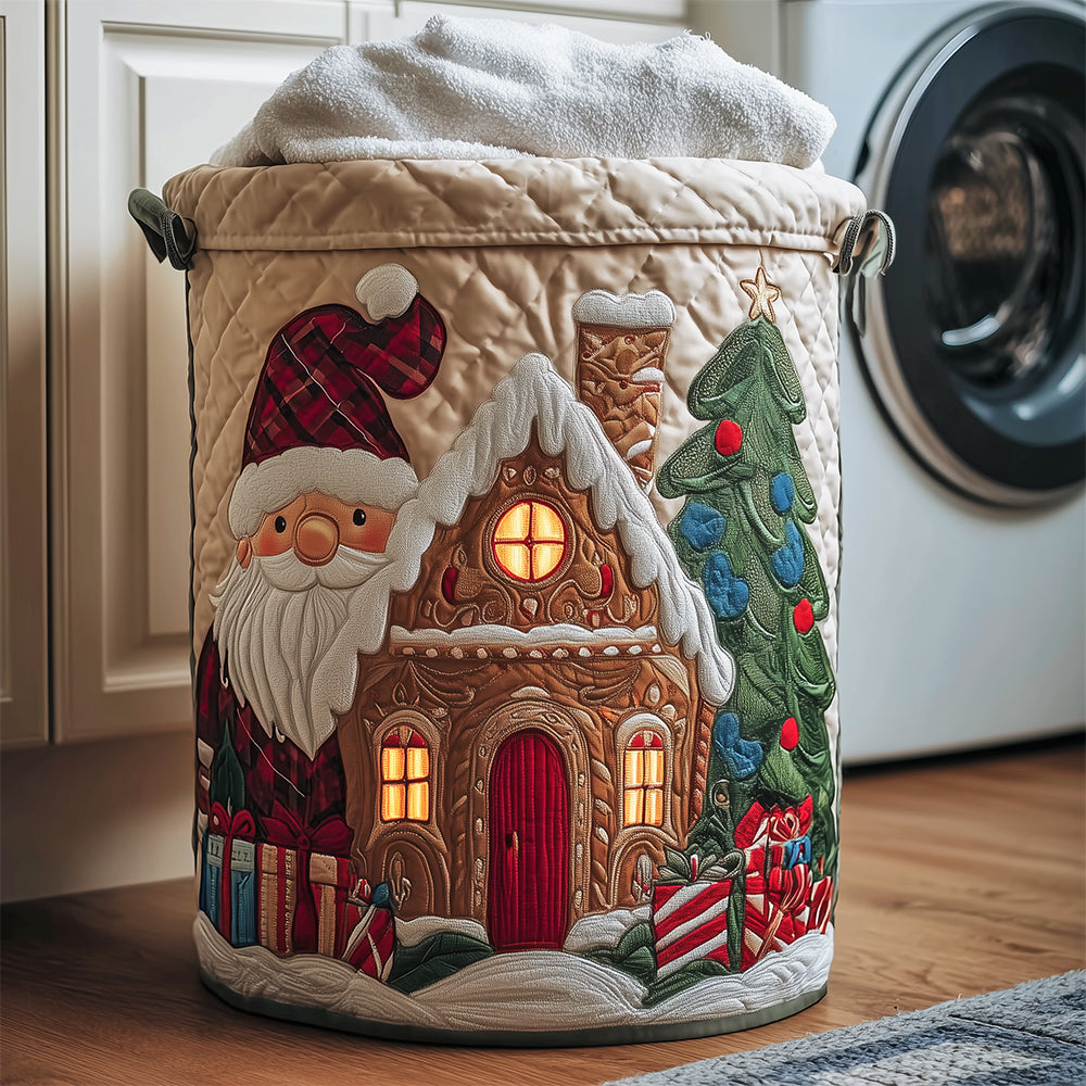 Gingerbread Cottage Quilted Laundry Basket NCU0TH3153