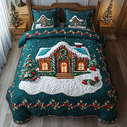 Gingerbread House 3-Piece Quilted bedding Set NCU0NNT1699
