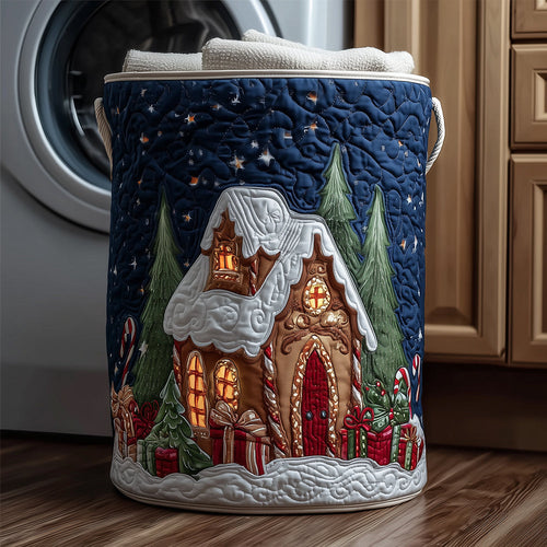 Gingerbread House Quilted Laundry Basket NCU0TH3155
