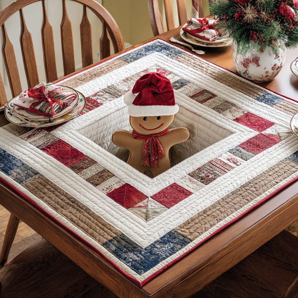 Gingerbread Joy Quilted Table Topper NCU0NNT1732