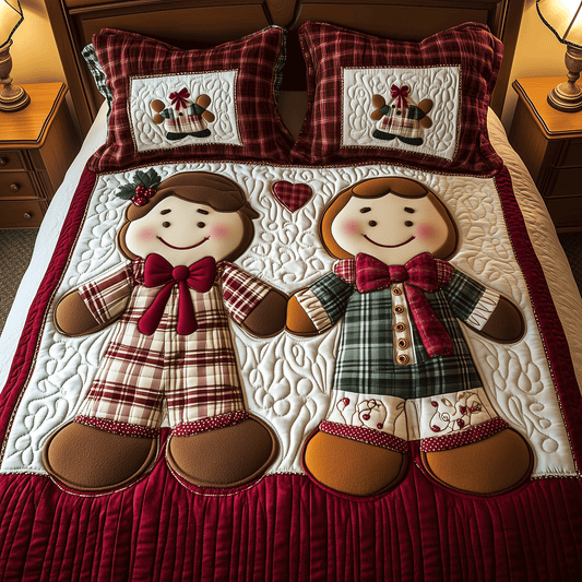 Gingerbread Joy Set 3-Piece Quilted Bedding Set NCU0TH2212