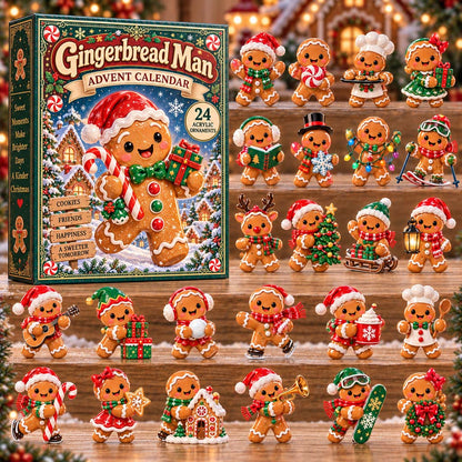 CHRISTMAS KICKOFF 40% OFF - Gingerbread Man Advent Calendar 2026 - 24-Day Festive Countdown, Acrylic Charms Blind Box - Gift For Family and Friends AC0HH004