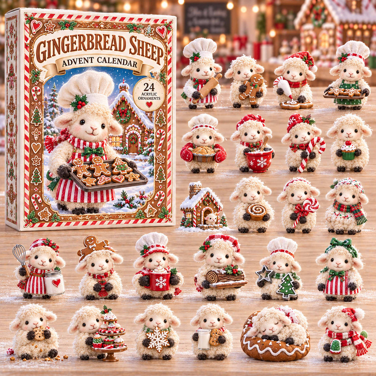 CHRISTMAS KICKOFF 40% OFF - Gingerbread Sheep Bakery Advent Calendar 2026 - 24-Day Festive Countdown, Acrylic Charms Blind Box - Gift For Family and Friends AC0TD034