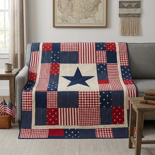 Gingham Lone Star Quilted Blanket NCU0DQQ0543