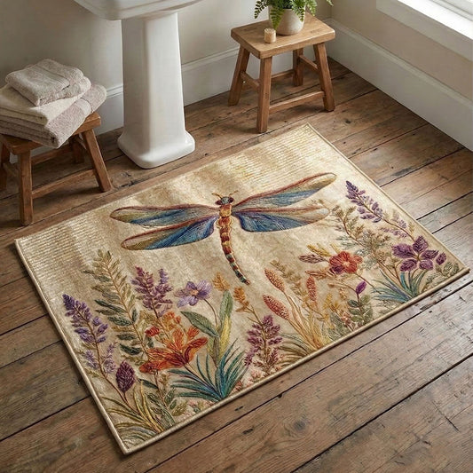 Glided Dragonfly Garden Bathroom Mat NCU0PTT2993