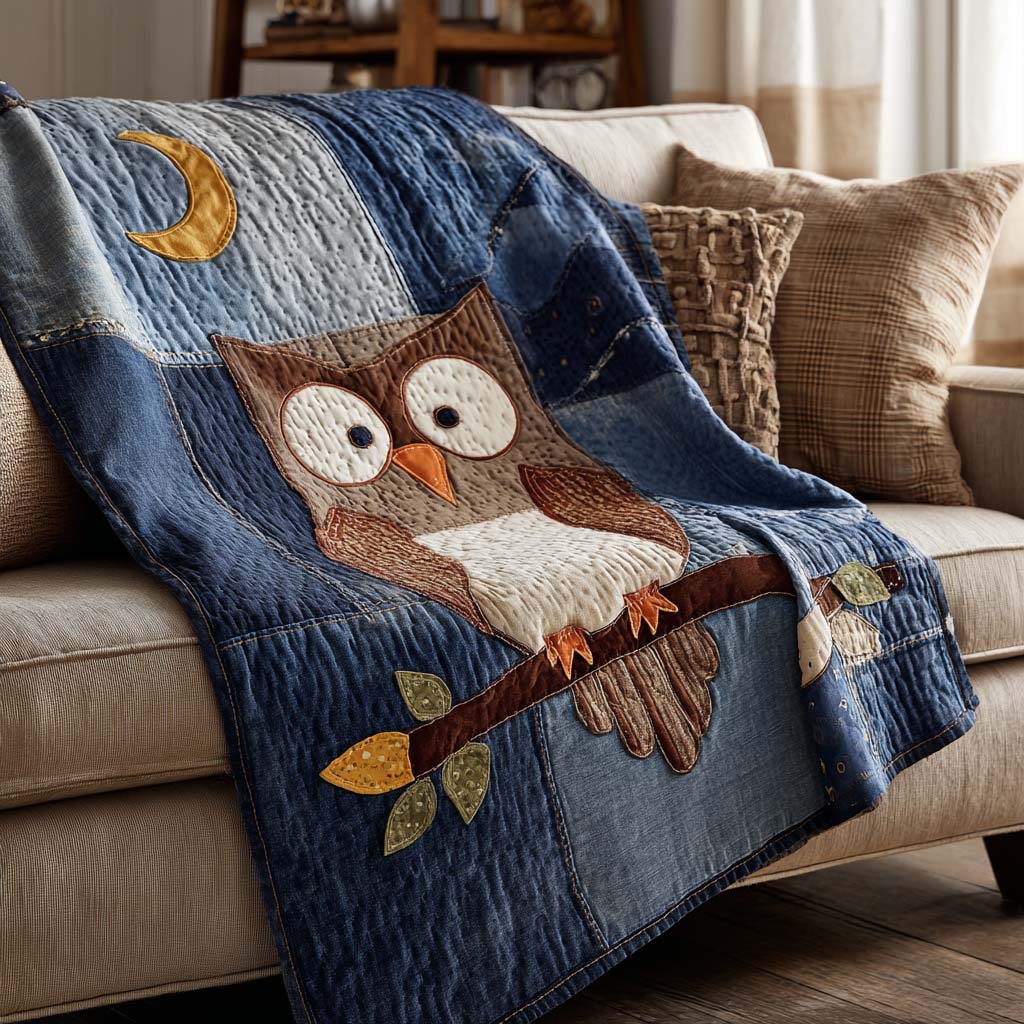 Glimmering Night Owl Quilted Blanket NCU0NNT2160