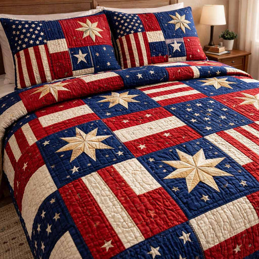 Glory Patch 3-Piece Quilted Bedding Set NCU0NXD1651