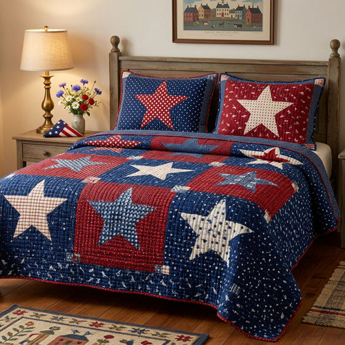 Glory Star 3-Piece Quilted Bedding Set NCU0NTD1767
