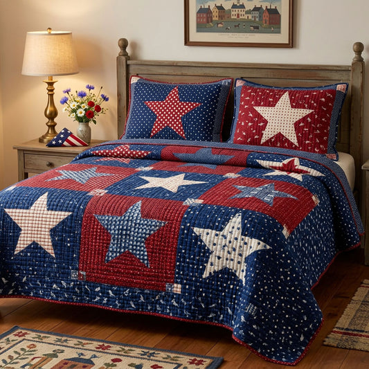 Glory Star 3-Piece Quilted Bedding Set NCU0NTD1767