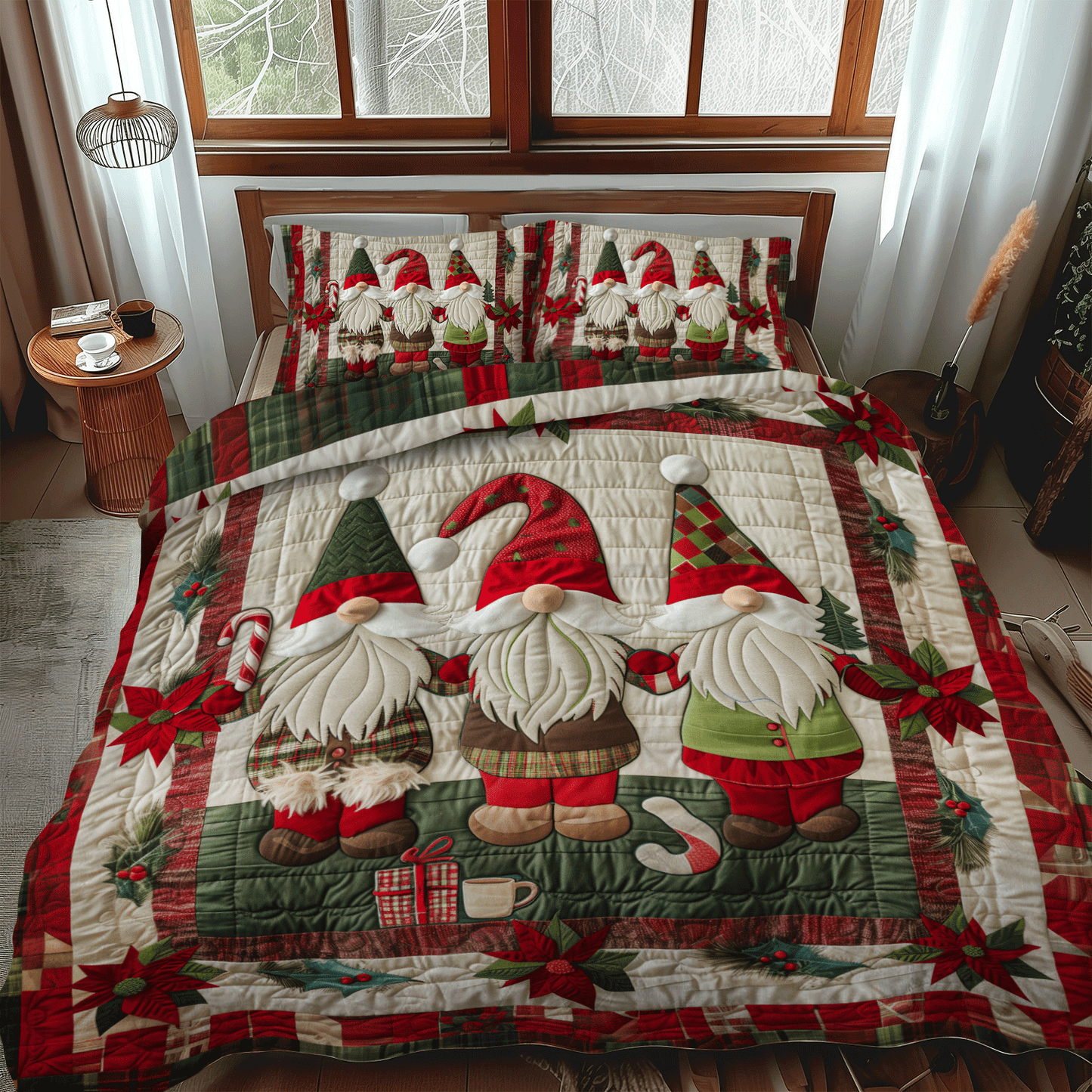 Gnome Parade 3-Piece Quilted Bedding Set NCU0TH1062