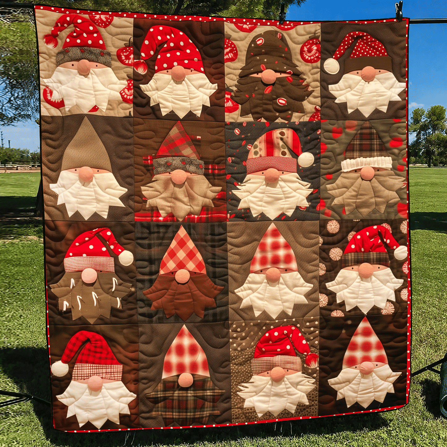 Gnome Sweet Gnome Christmas Quilted Blanket NCU0DV191