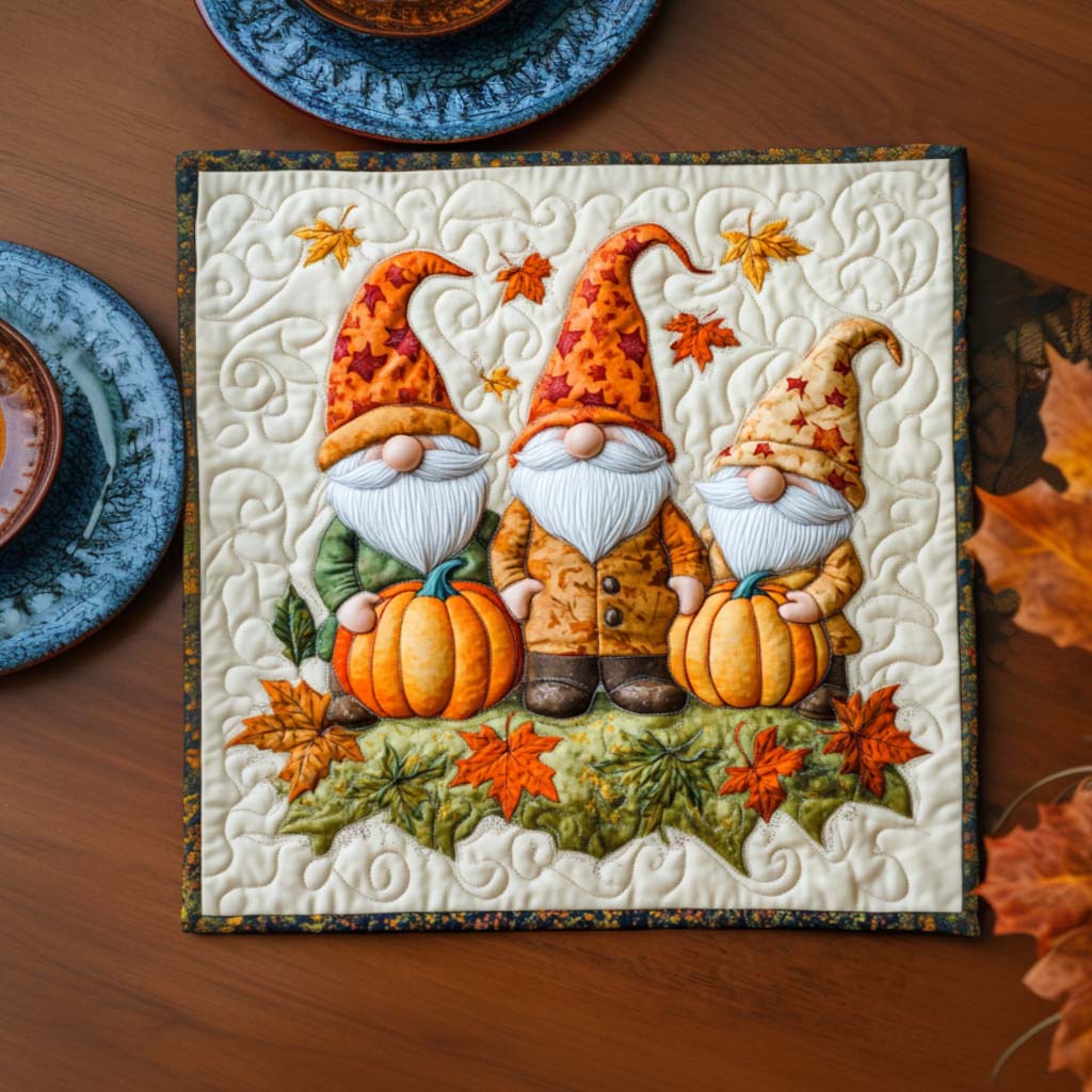 Gnome Among Leaves Quilted Table Topper NCU0NNT1227