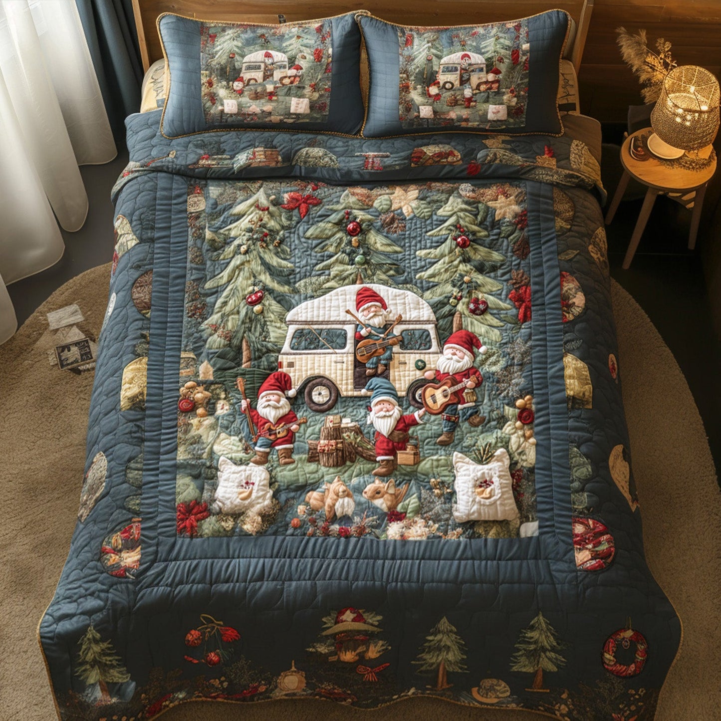 Gnome Caravan Adventure 3-Piece Quilted Bedding Set NCU0PTT091