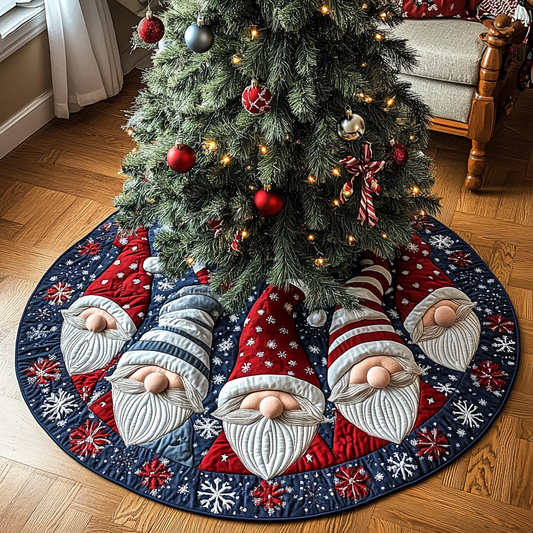 Gnome Cheer Christmas Quilted Tree Skirt NCU0DDK1437