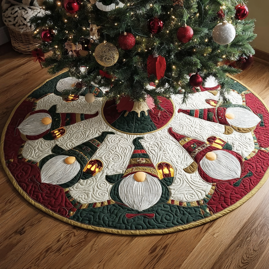 Gnome Cheer Christmas Quilted Tree Skirt NCU0DDK1708