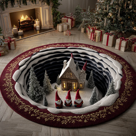 Gnome Christmas Village Round Carpet NCU0HH1121