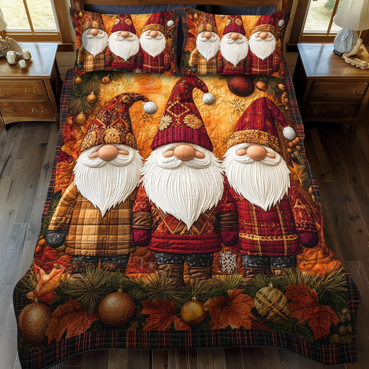 Gnome Delight 3-Piece Quilted Bedding Set NCU0VH289